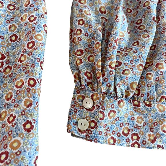 Rebecca Taylor Violet Fleur Silk Floral Print Long Sleeve Drop Waist Mini Dress - Picture 6 of 9